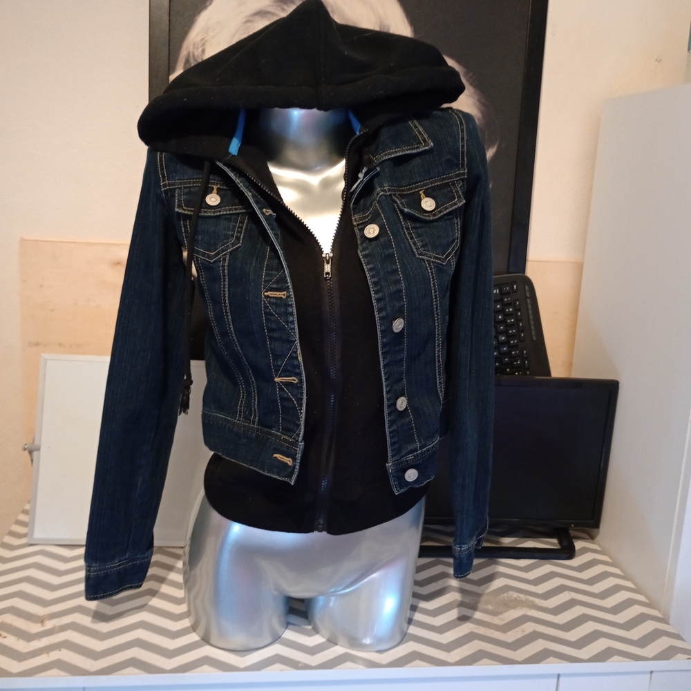 SO Women's Denim Jacket with Black Hoodie